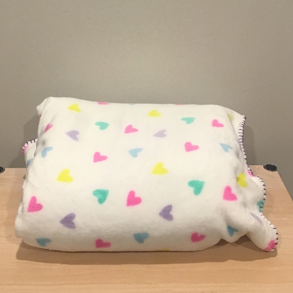 Rainbow heart throw blanket multi with white